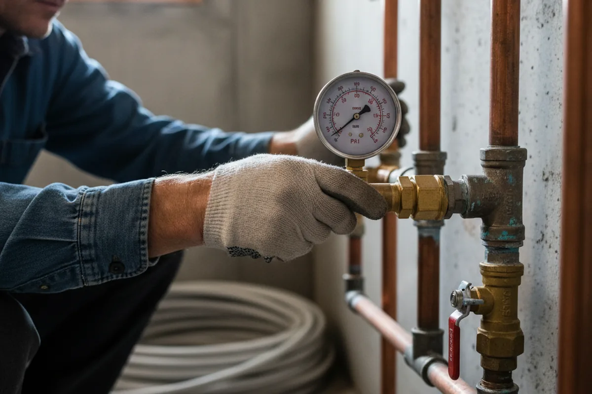 Pressure testing a repaired line during Water Line Repair in Platte City